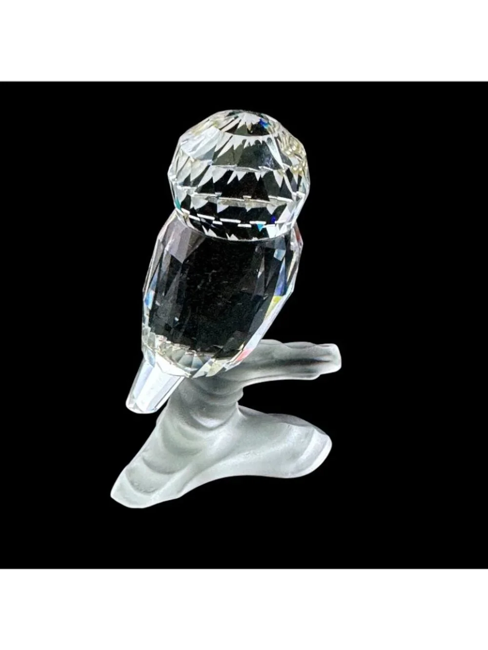 Swarovski Crystal Owl On a Branch Miniature Made in Austria Vintage 1990s Trees